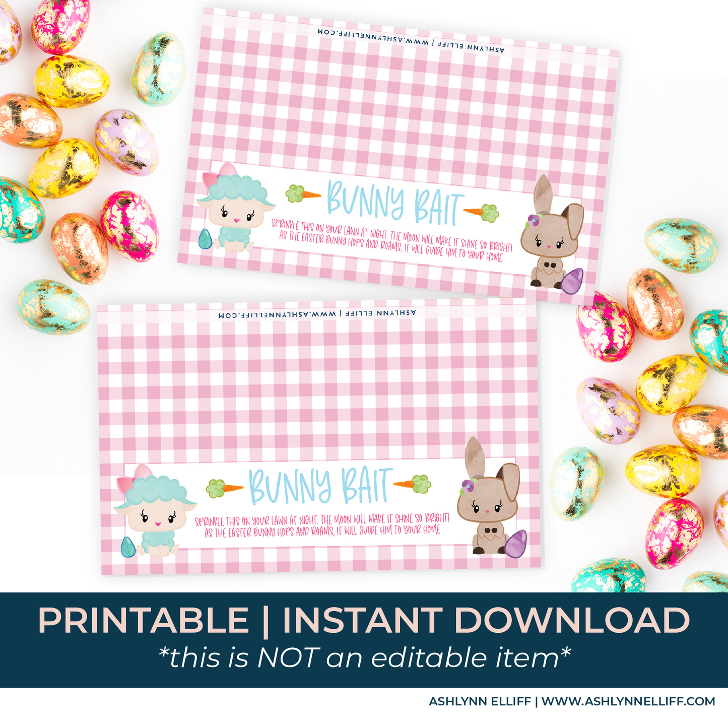 Printable (Instant Download) Pink Bunny Bait Goodie Bag Toppers