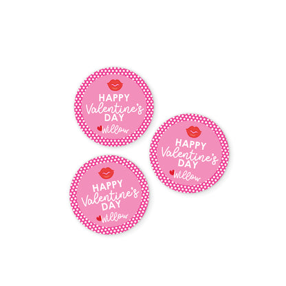 Pink Polka Dot Valentines Day Stickers