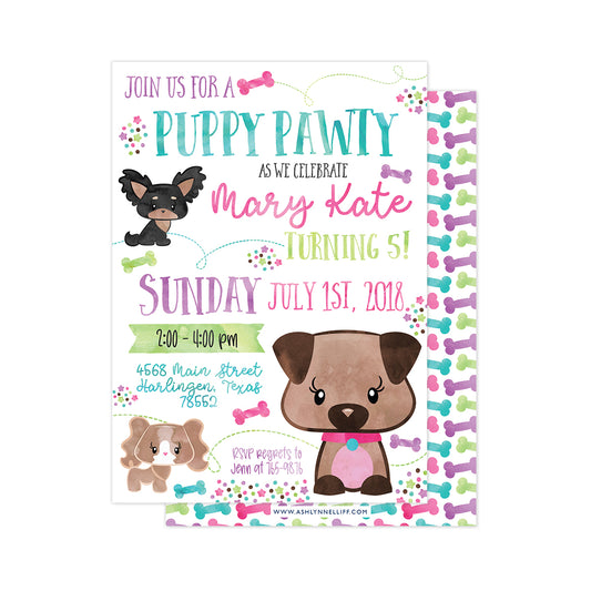 Puppy Pawty Party Invitation