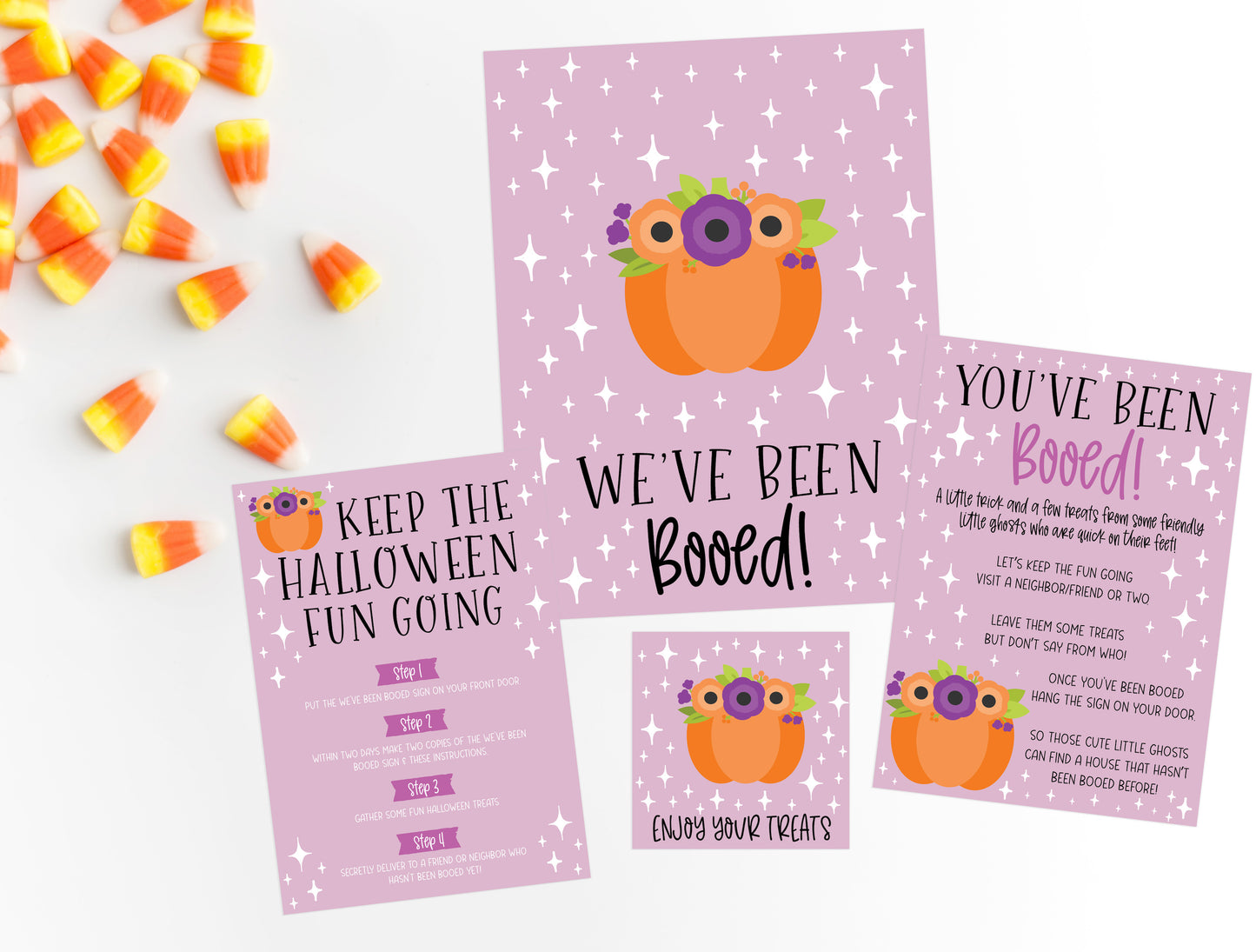 Printable: You've Been Booed! Purple Floral Pumpkin Set