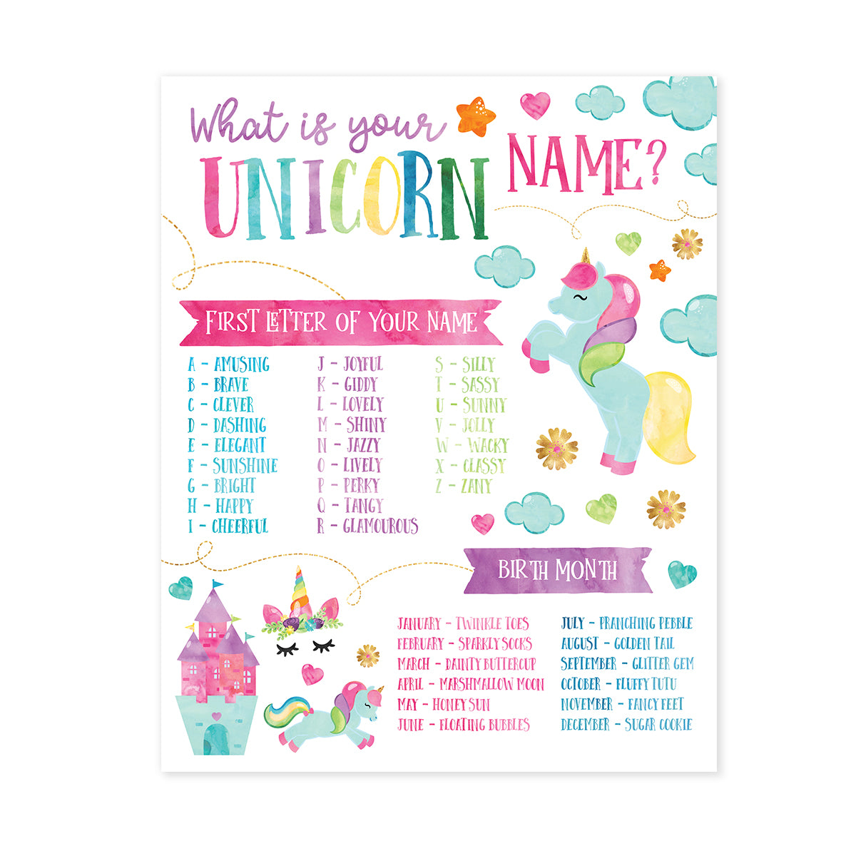 Rainbow & Unicorns Party Sign