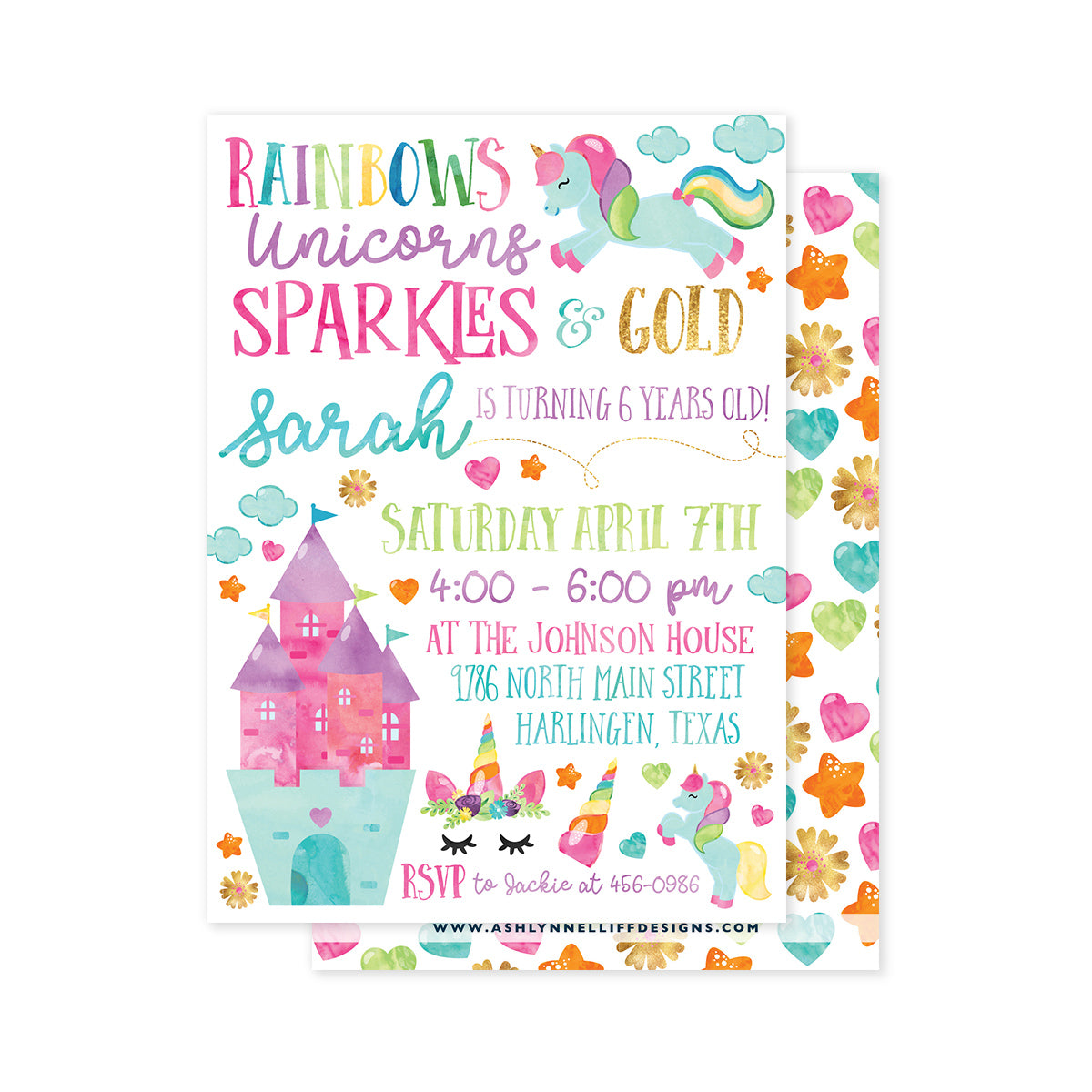 Rainbows & Unicorns Party Invitation