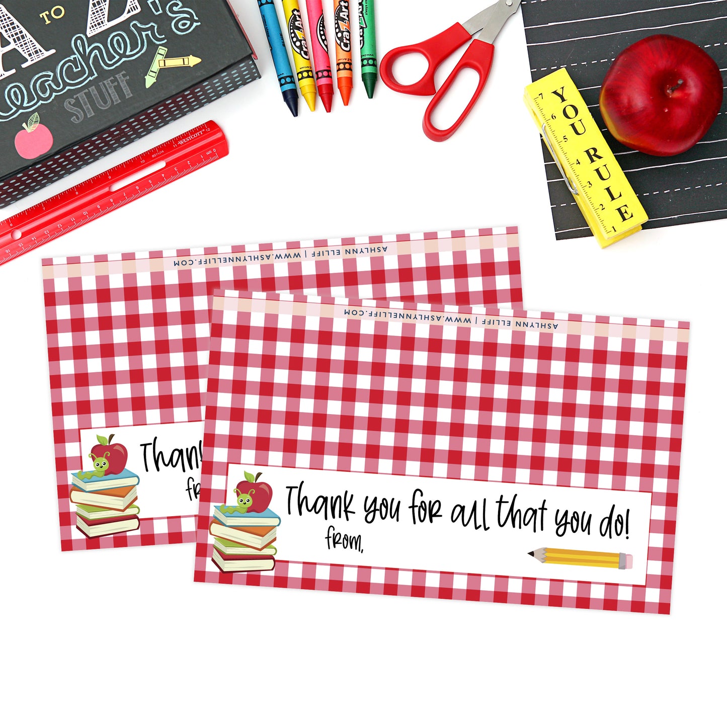 Printable (Instant Download) Red Teacher Appreciation Goodie Bag Toppers