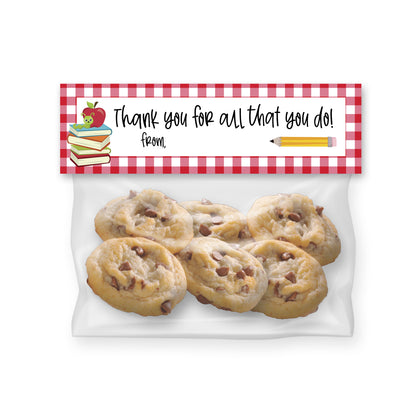 Printable (Instant Download) Red Teacher Appreciation Goodie Bag Toppers