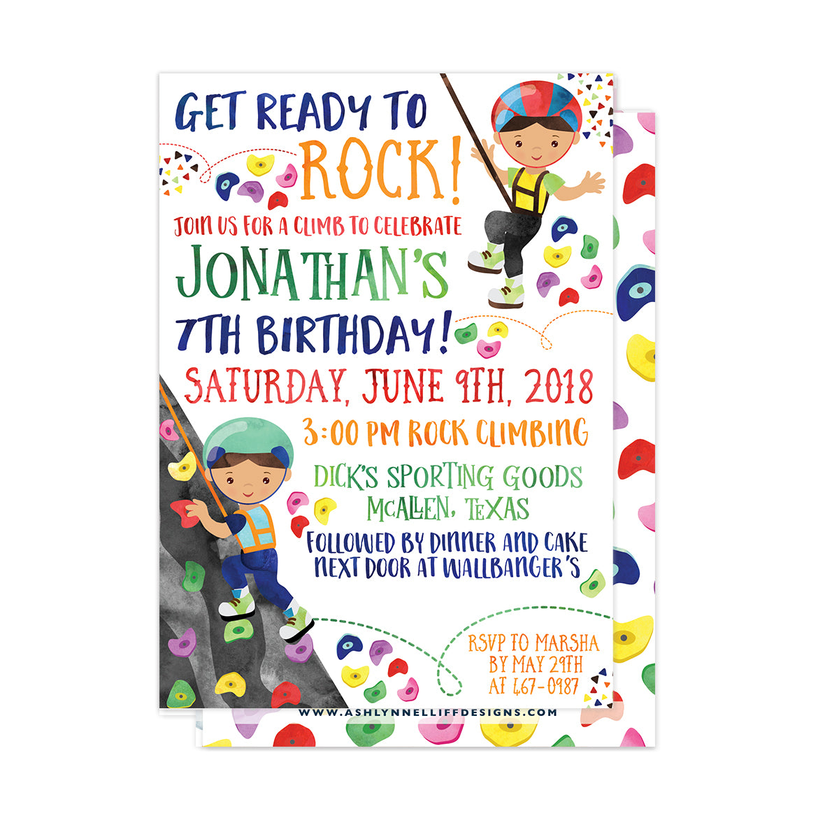 Rock Climbing Party Invitation