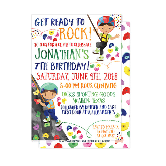 Rock Climbing Party Invitation