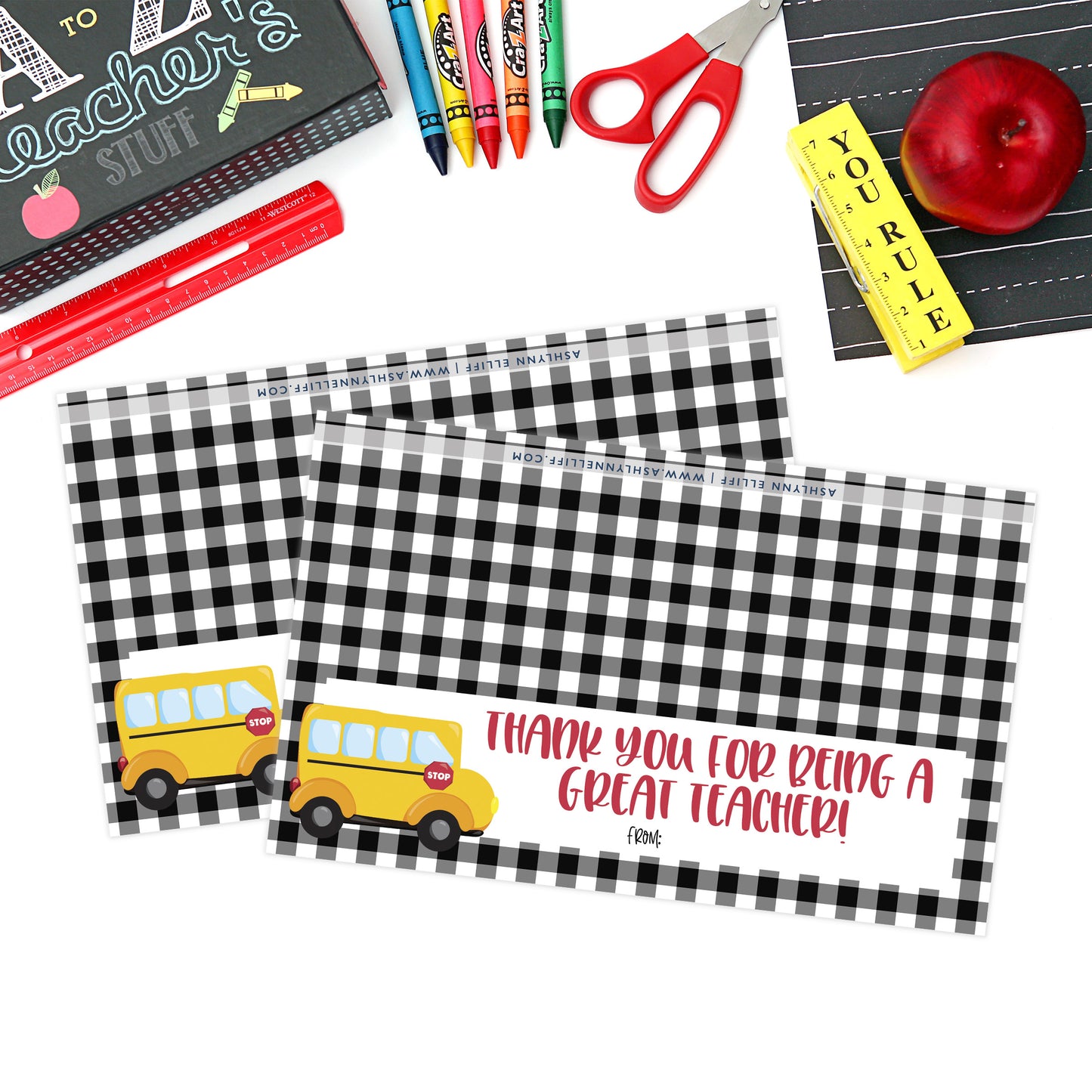 Printable (Instant Download) School Bus Teacher Appreciation Goodie Bag Toppers