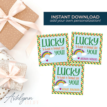 Printable (Instant Download) St. Patricks Day Lucky Rainbow Gift Tags