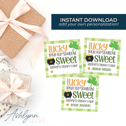 Printable (Instant Download) St. Patricks Day Plaid Gift Tags