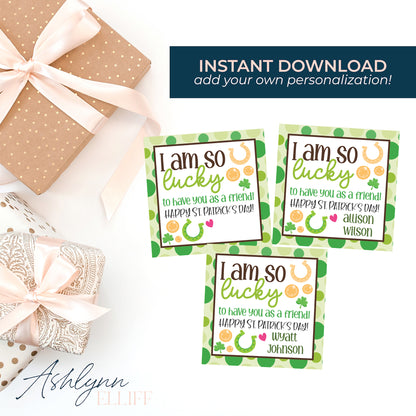 Printable (Instant Download) St. Patricks Day Polka Dot Gift Tags