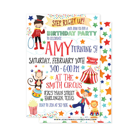 Step Right Up Circus Party Invitation