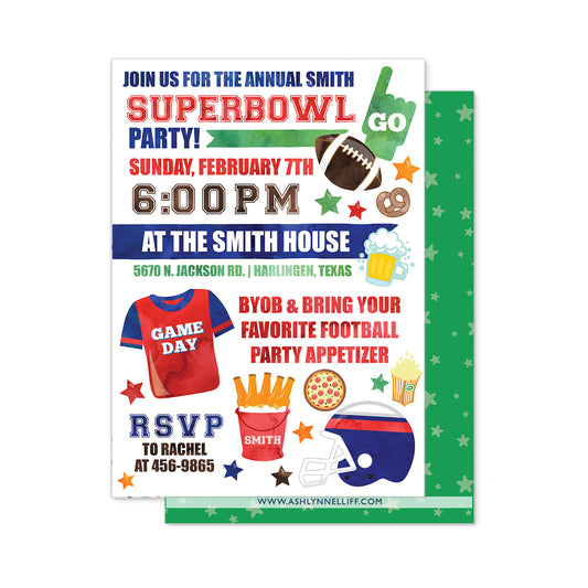 Super Bowl Football Party Invitation