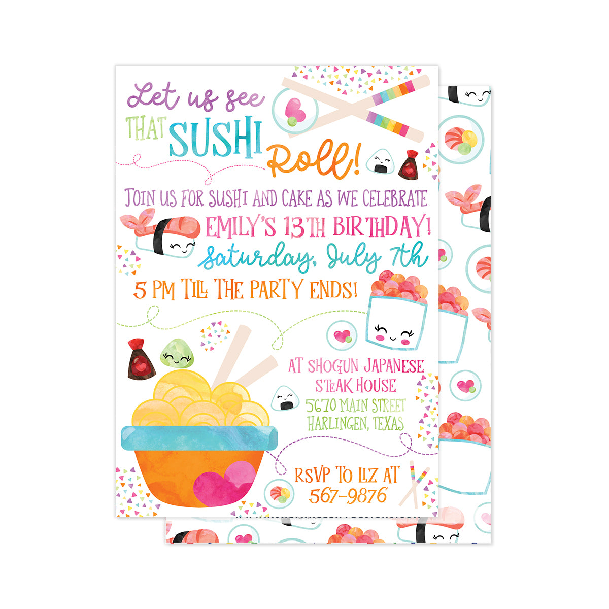 Sushi Roll Party Invitation