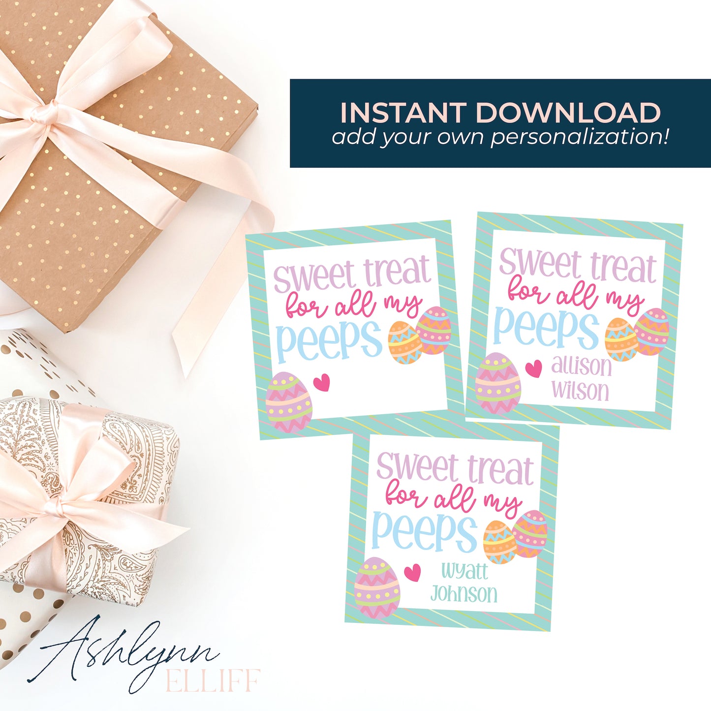 Printable (Instant Download) Easter Sweet Treats Stripes Gift Tags