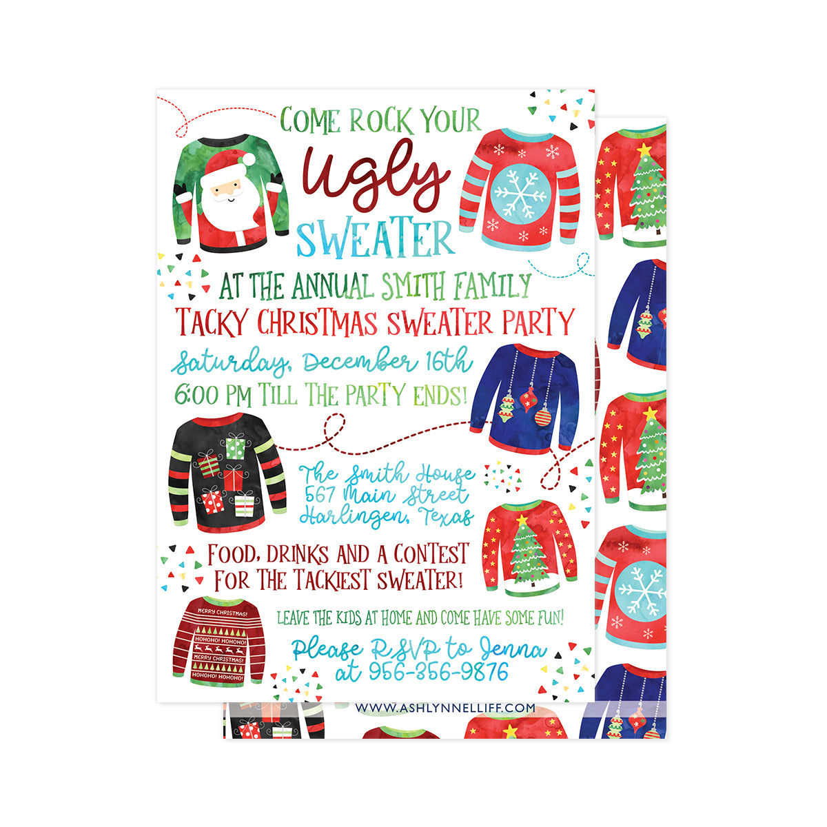 Tacky Christmas Sweater Party Invitation