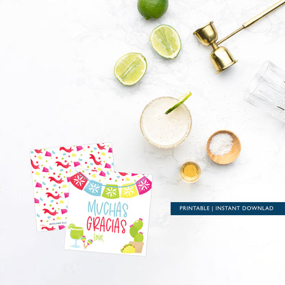 Printable (Instant Download) Fiesta Muchas Gracias Gift Tags