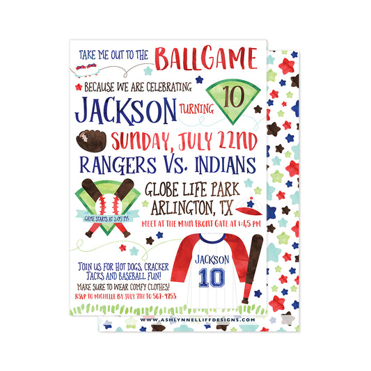 Take me out to the Ball Game (Baseball) Party Invitation