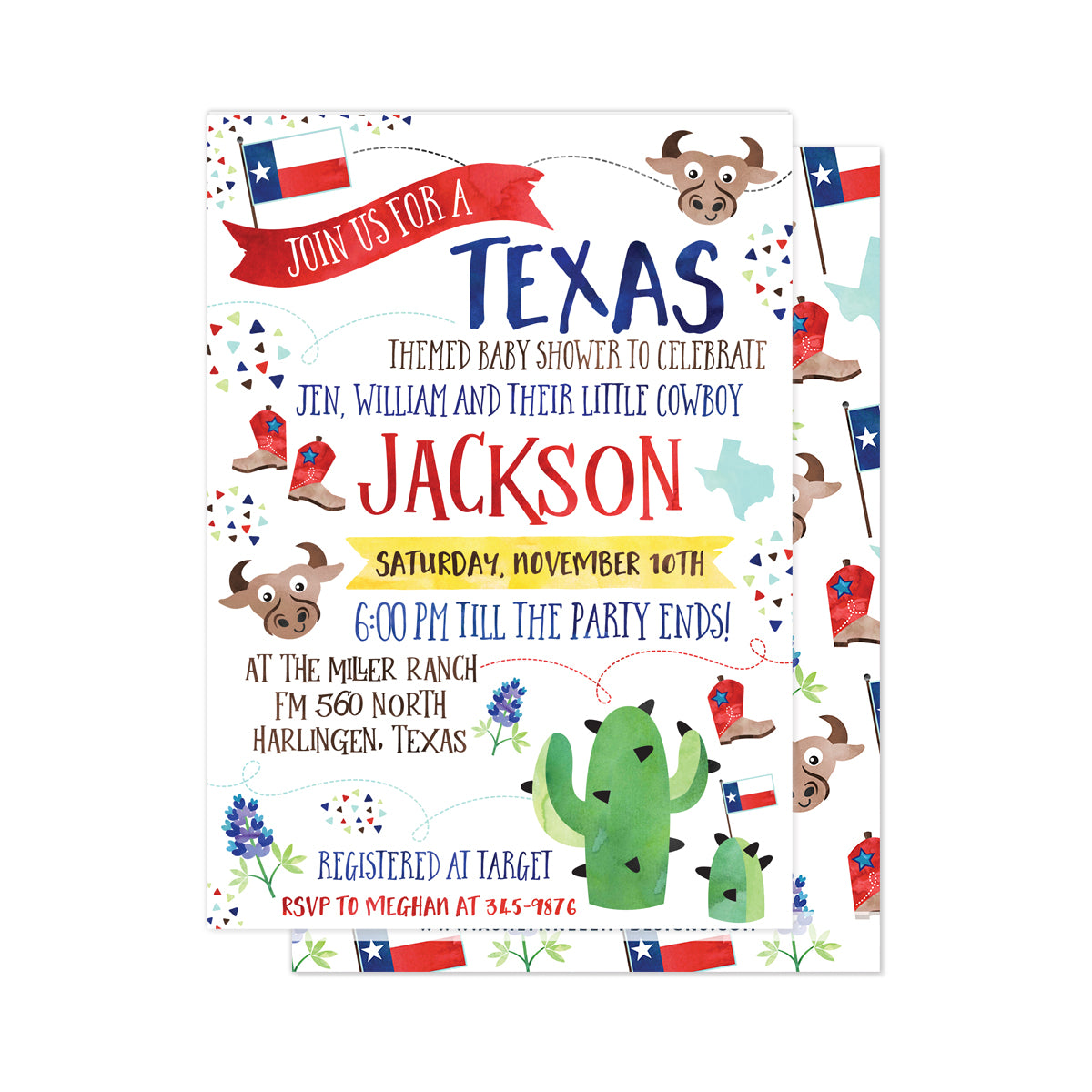 Texas Baby Shower Party Invitation