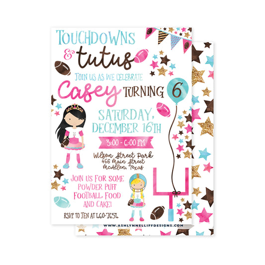 Touchdowns & Tutus Party Invitation