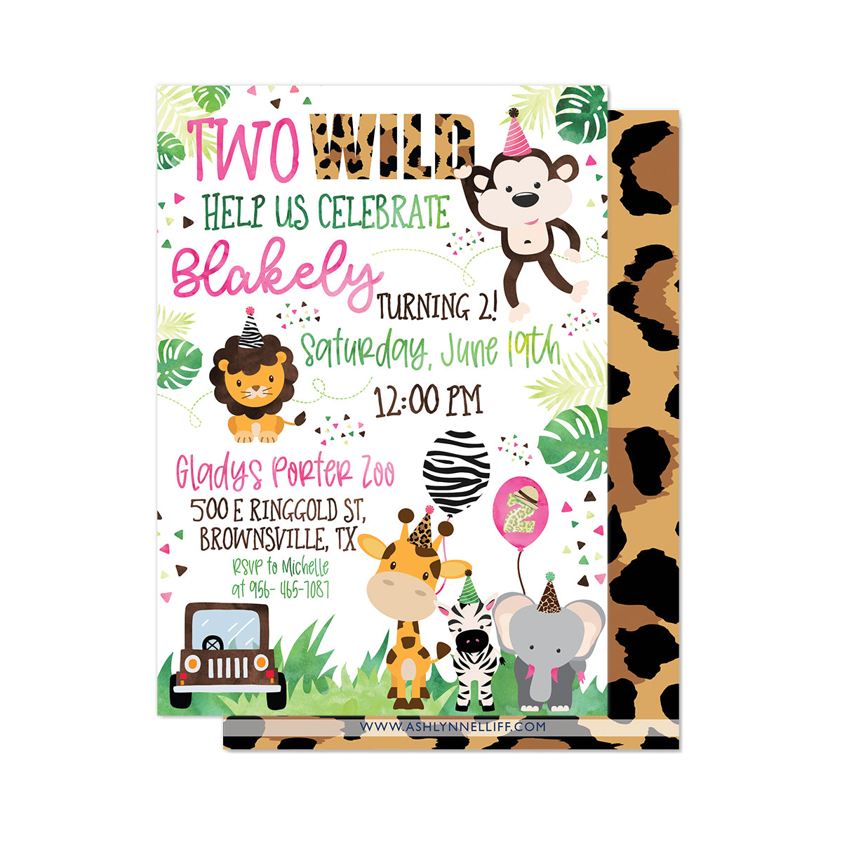 Two Wild Safari Party Invitation
