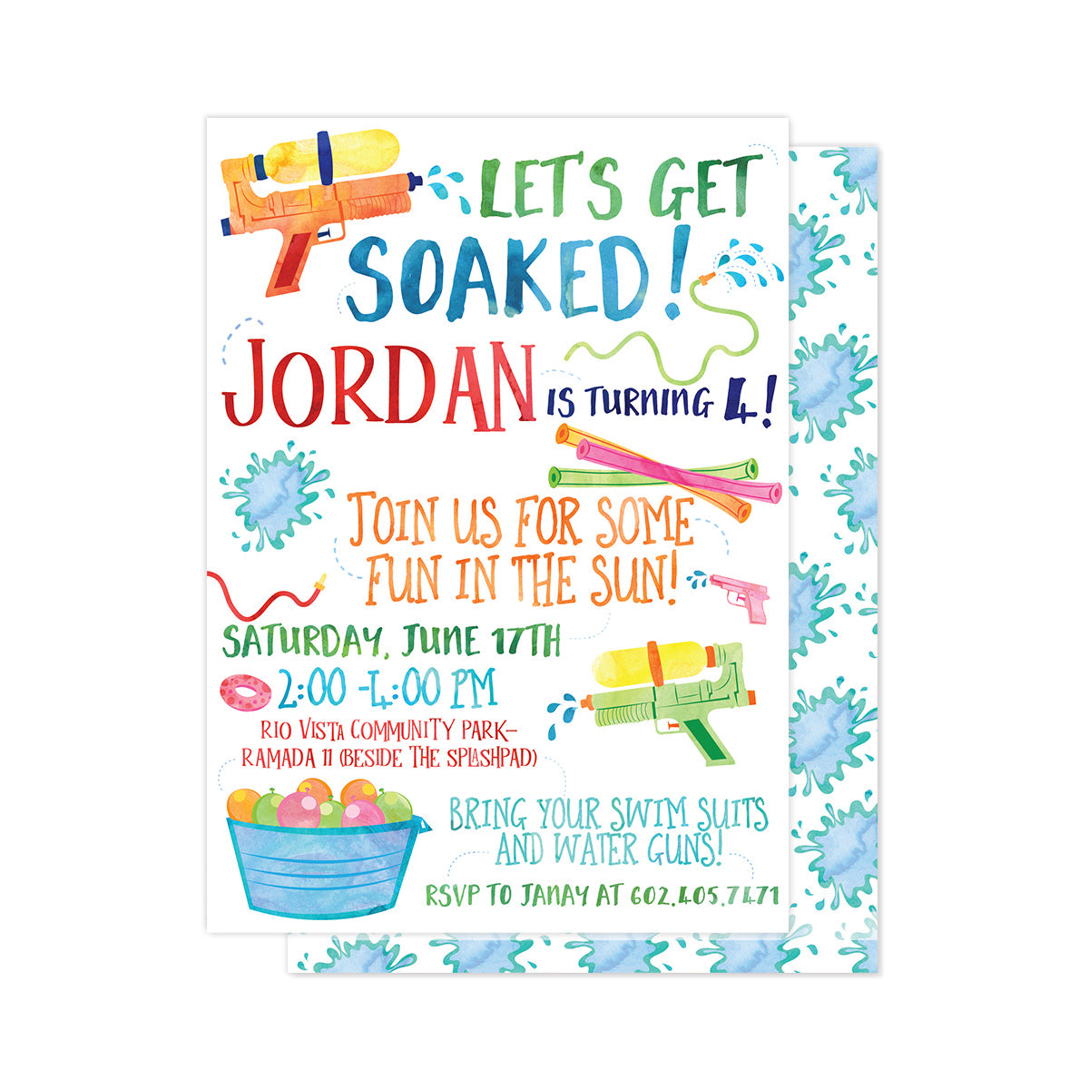 Water Guns & Summer Fun Party Invitation
