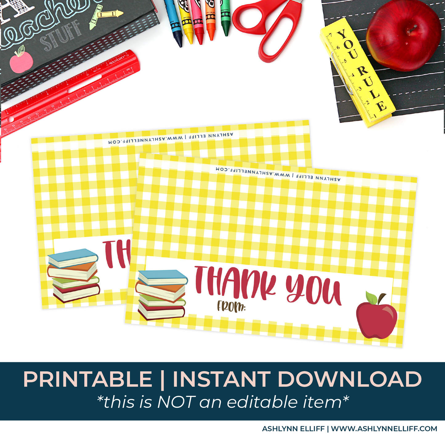 Printable (Instant Download) Yellow Teacher Appreciation Goodie Bag Toppers