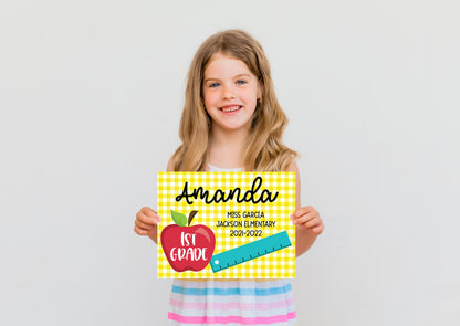 Editable | Instant Download: Back to School Sign (Yellow Gingham)