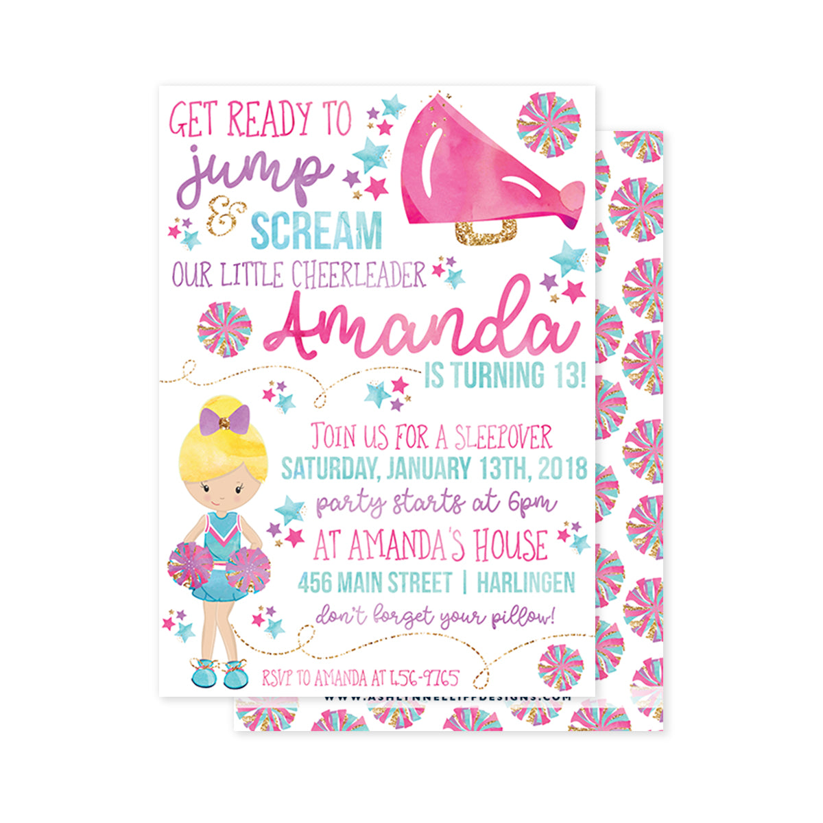Cheerleader Party Invitation