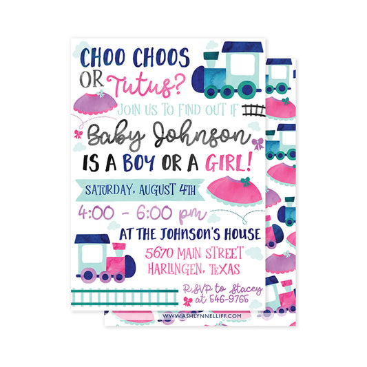 Choo Choo & Tutus Party Invitation