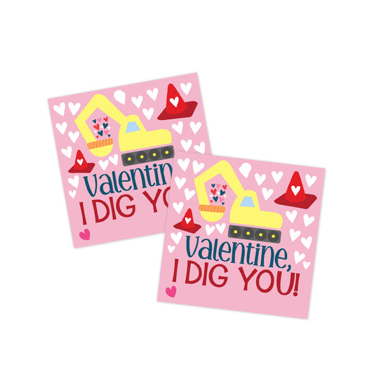 I Dig You (Construction) Valentines Tag