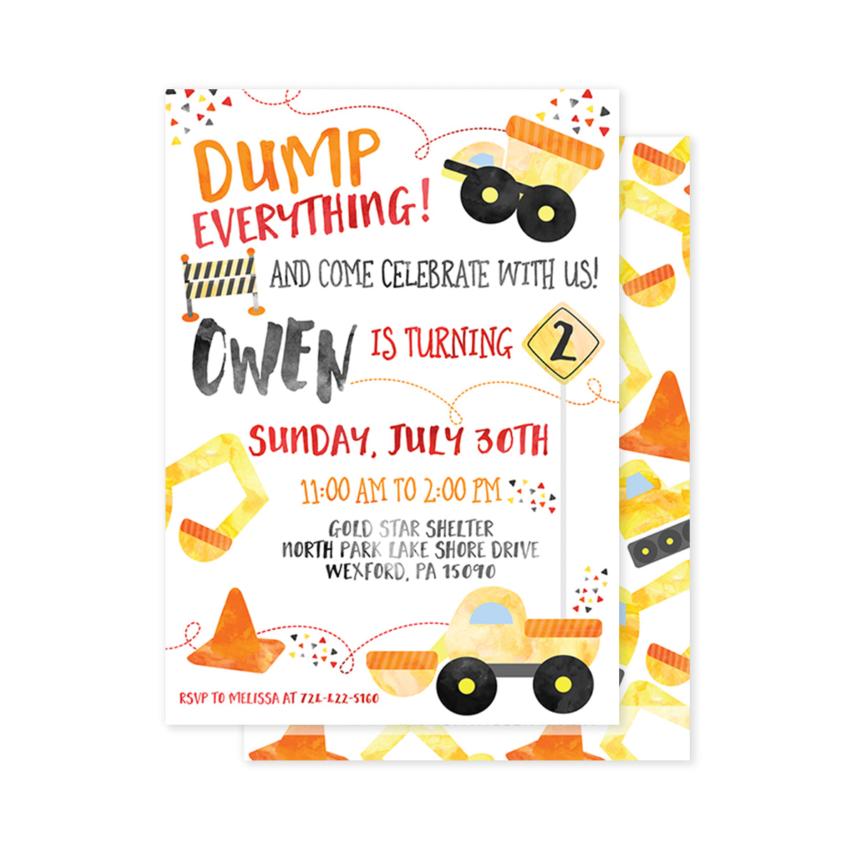 Dump Everything (Construction) Party Invitation