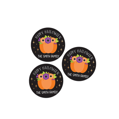 Floral Pumpkin Stickers