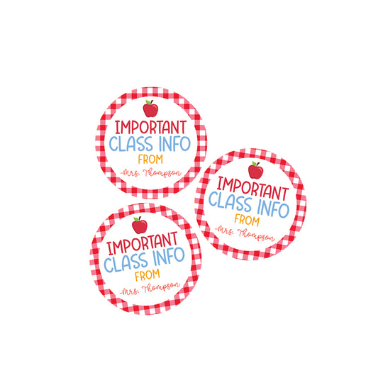 Important Class info from Teacher Stickers