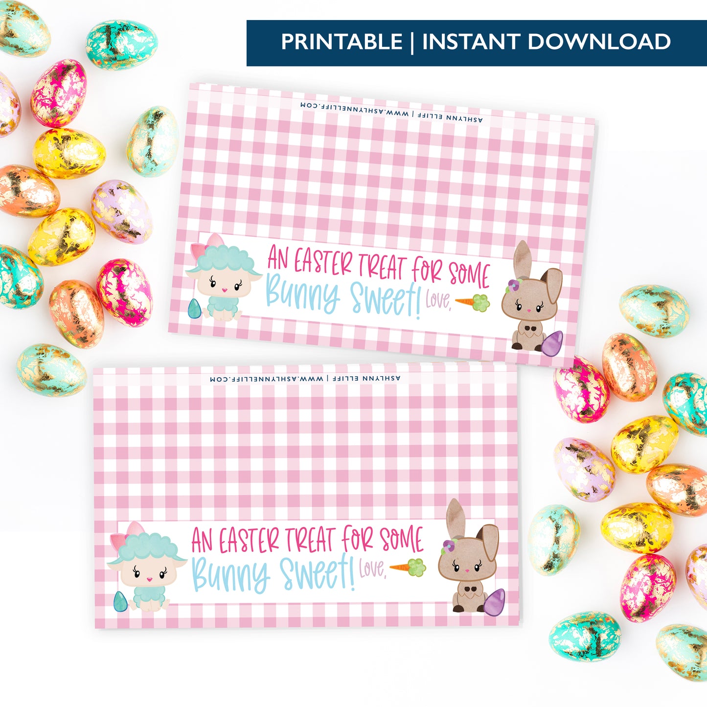 Printable (Instant Download) Pink From Some Bunny Sweet Goodie Bag Toppers