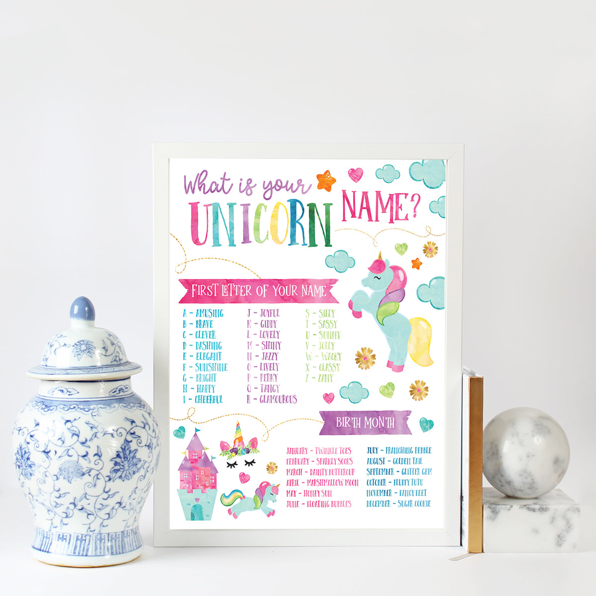 Rainbow & Unicorns Party Sign